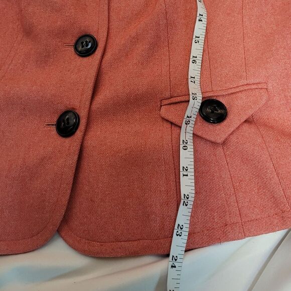 VINTAGE 90s‎ Talbots coral wool blend short button up blazer jacket XL - Picture 8 of 8